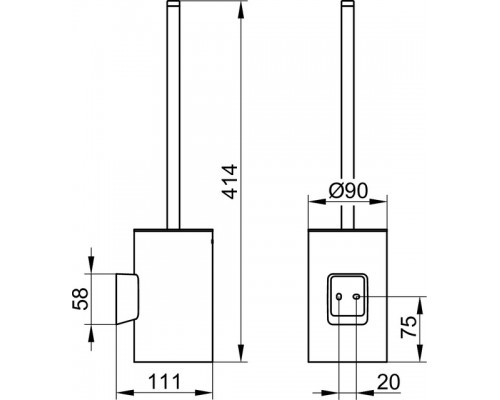 14664019000 AVENO Туалетный гарнитур в комплекте с хрустальной матовой колбой, вставляемой пластиковой колбой, ершом с рукояткой и запасной голо, хром 14664019000