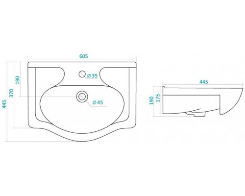 1.WH11.0.268 СЕЛИГЕР умывальник 60 см 1.WH11.0.268