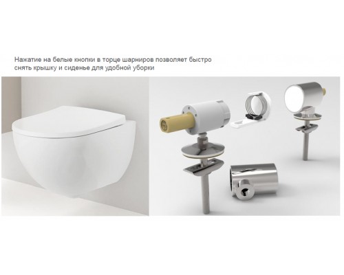 500.605.01.2 Acanto сиденье с крышкой, Slim, внахлест, антибак, быстросъём. плавное опускание, петли: хромированная латунь, Белый / Глянцевый 500.605.01.2