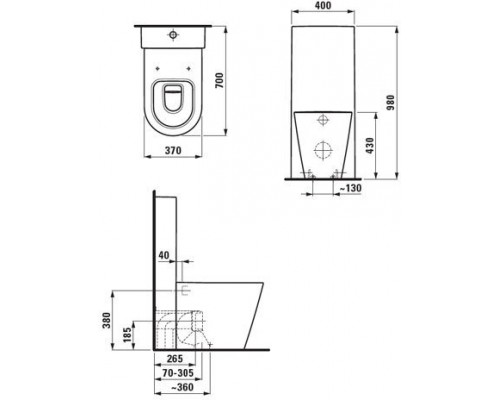 Kartell 2333.1.000.000.1 Напольный приставной унитаз K BY LAUFEN белый 8.2333.1.000.000.1