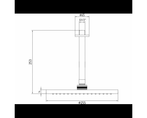 102145033C1EX MYRA верхний душ диаметр 255 мм, матовый черный 102145033C1EX