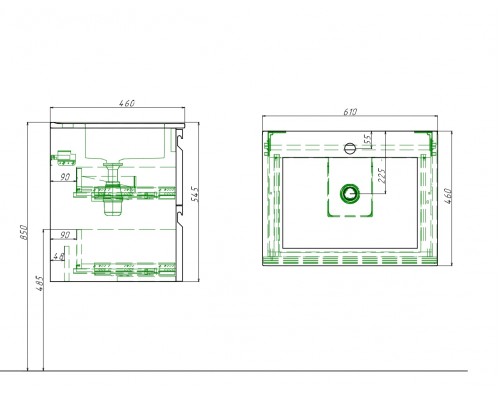 AQ0460-00 мебельная раковина 610465170, тонкий край AQ0460-00