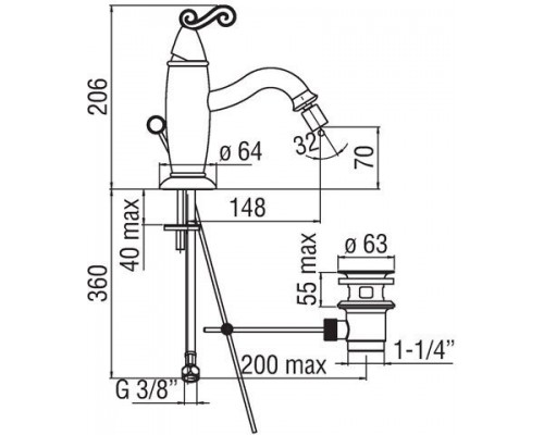 DB00119/1CR DUBAI смеситель для биде DB00119/1CR