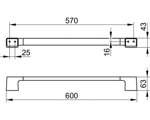 14601370600 AVENO Полотенцедержатель 600 мм с клеевым комплектом, черный матовый 14601370600
