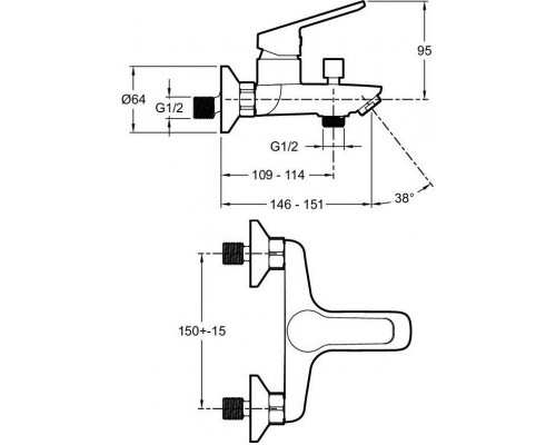 E29871-BL AIME смеситель для ванны,матовый черный E29871-BL
