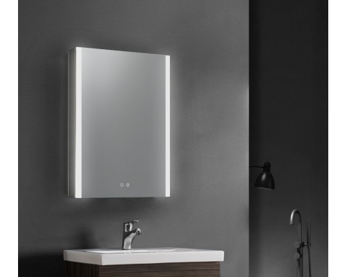 AQ7109-MLC Алюминиевый зеркальный шкаф с подсветкой 1000700133,крепеж. Две зерк.дверцы шириной 49,85см,антизапотевание, акриловая подсветка AQ7109-MLC