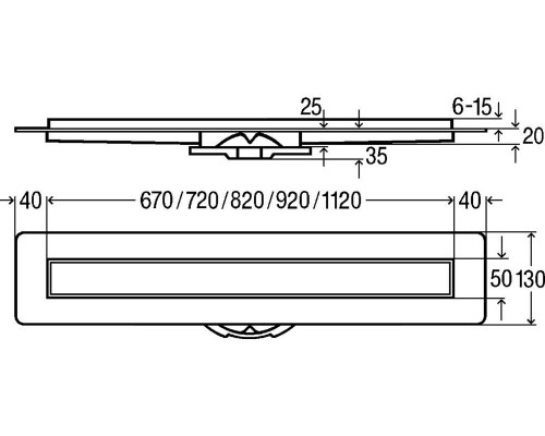 753221 Advantix Basic Set душевой лоток (нерж.сталь) 900 мм в комп. с сифоном 0.5 л/сек, ножками, дизайн решеткой под плитку ER13 мод. 4983.20 753221