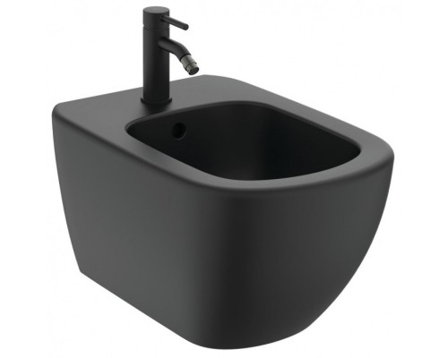 T3552V3 TESI Подвесное биде, с отверстием под смеситель, с отверстием перелива, с крепежом TT0299598(для скрытого монтажа)Silk Black (Черный матовый) T3552V3