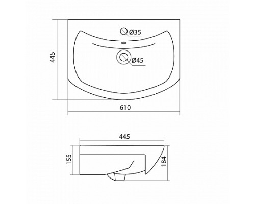 1A1966K1BAC20 Набор: 1A196601BAC20 Тумба-умывальник Бекка 60/ 1WH110246 Раковина Балтика 60 1A1966K1BAC20