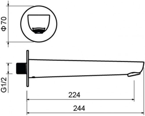 AQ1141CR БЕТТА излив для ванны 224 мм AQ1141CR