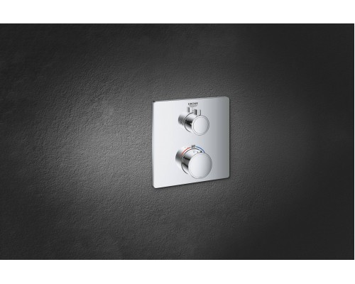 24079000 Grohtherm Термостатический смеситель для душа с переключателем на 2 положения верхний-ручной душ, квадратная розетка, хром 24079000