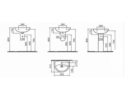 6894B099-1776 Раковина Norm Fit, 55 см 6894B099-1776