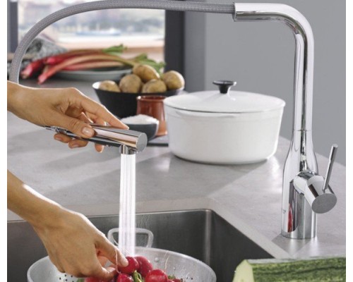 30270000 Essence+ Смеситель для кухни с высоким изливом и выдвижной лейкой, хром 30270000