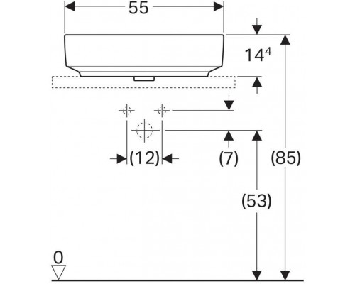 500.771.01.2 Geberit VariForm Раковина с установкой на столешницу овальной формы, 55х40 см, без отв. под смеситель, без отв. перелива 500.771.01.2