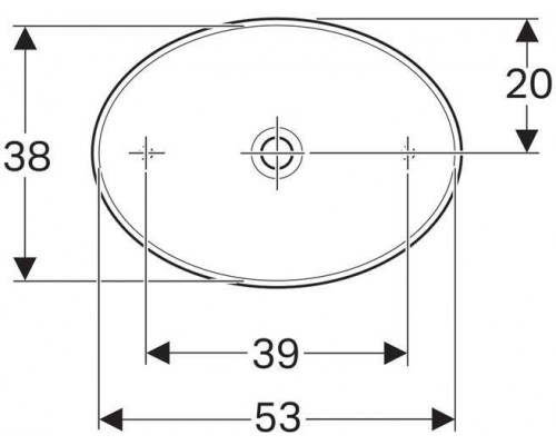 500.771.01.2 Geberit VariForm Раковина с установкой на столешницу овальной формы, 55х40 см, без отв. под смеситель, без отв. перелива 500.771.01.2