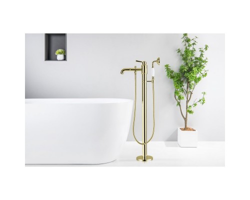 AQ1545PG КЛАССИК смеситель для ванны напольный (внешняя и скрытая часть), полир. золото AQ1545PG