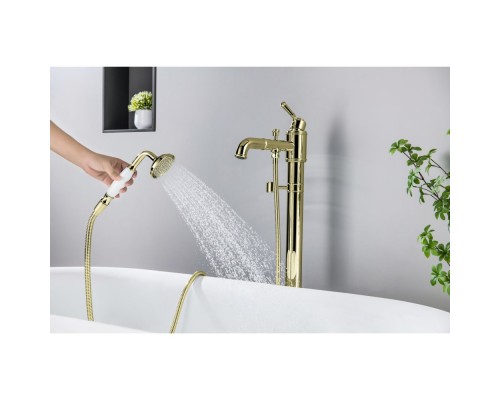 AQ1545PG КЛАССИК смеситель для ванны напольный (внешняя и скрытая часть), полир. золото AQ1545PG