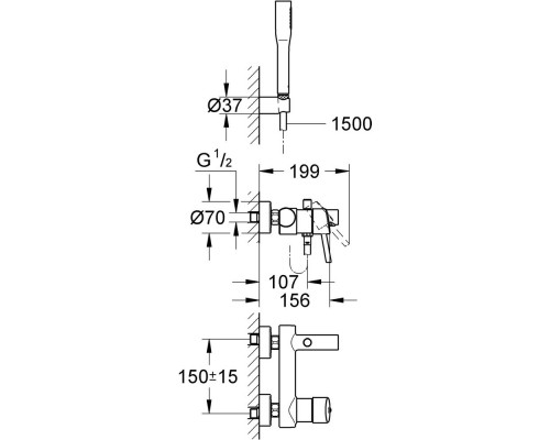 32212001 Concetto New Смеситель для ванны с душевым гарнитуром, хром 32212001