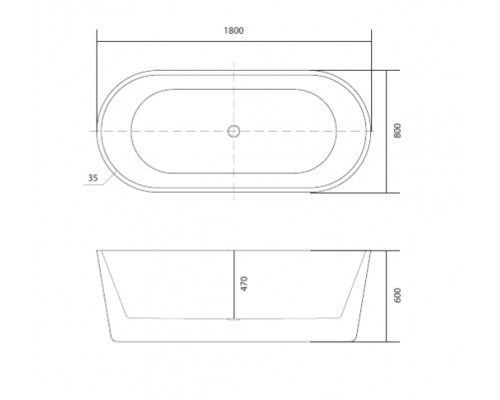 AQ-99880 ОВО Ванна акриловая, отдельностоящая, 1800800600. В комплекте со сливом и ножками. Цвет белый глянцевый. AQ-99880