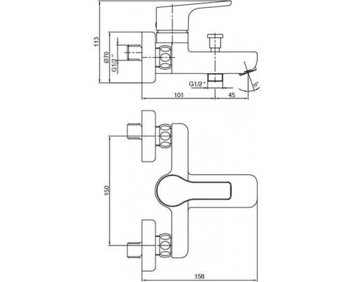 102102450EX LUNA смеситель для ванны 102102450EX