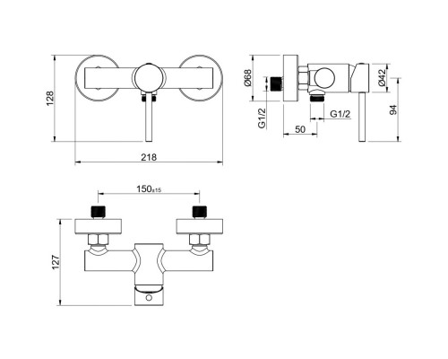 AQ1360BG ЕВРОПА смеситель для душа, шлиф. золото AQ1360BG
