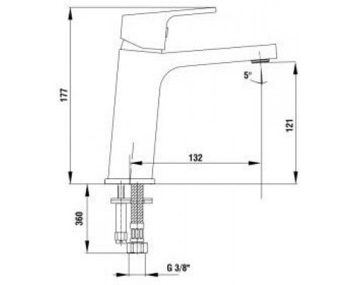103508989EX TIERA смеситель для раковины 121 без донного клапана черный /хром 103508989EX