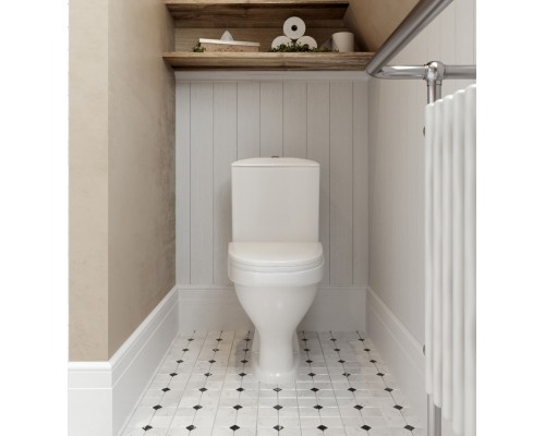 1P2018S0000BF Унитаз-компакт Вест белый, сидение полипропилен (арт. 188018S0020B0), кос выпуск 1.P201.8.S00.00B.F