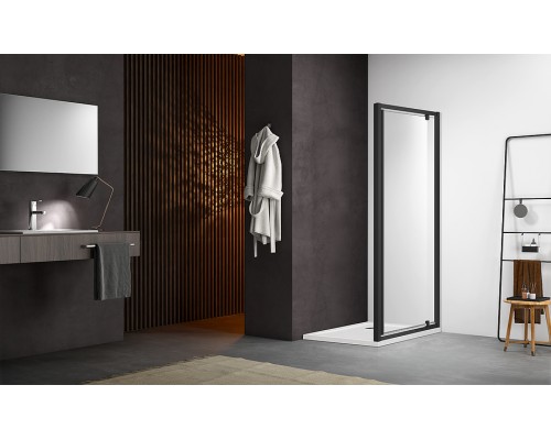 AQ ARI PI 10020BL Душевая дверь, распашная 1000x2000 профиль черный, стекло прозрачное AQ ARI PI 10020BL