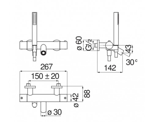 VE125010/1RCP VELIS термостатический смеситель для ванны, красное золото VE125010/1RCP