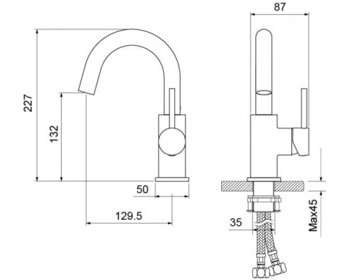 AQ1307CR ЕВРОПА смеситель для раковины, без донного клапана AQ1307CR