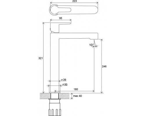 Смеситель для умывальника без донного клапана PU 015.00 высокий X070114