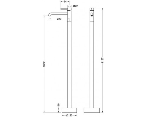 AQ1309MB ЕВРОПА смеситель для раковины напольный, матовый черный AQ1309MB