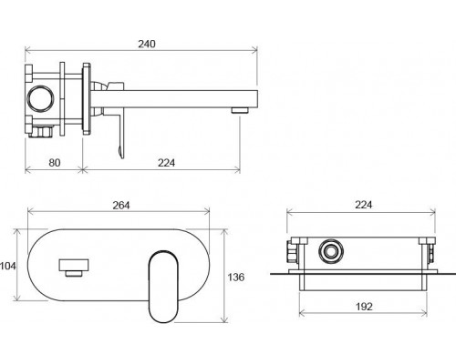 Смеситель для умывальника CR 019.00 настенный монтаж X070093