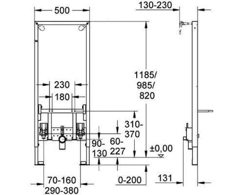 38553001 Rapid SL Монтажный элемент для биде, 1.13 м (без креплений к стене) 38553001