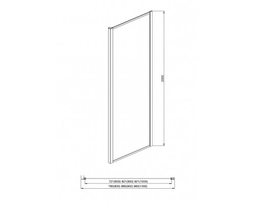 AQ ARI WA 09020CH Неподвижная душевая стенка 900x2000, для комбинации с дверью, профиль хром, стекло прозрачное (AQ NAA 6310-90) AQ ARI WA 09020CH