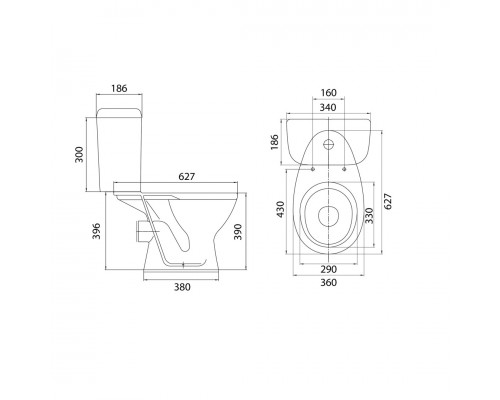 1P2155S0000BF Унитаз-компакт Pro белый, сидение полипропилен (арт. 188055S0020B0), гор вып 1.P215.5.S00.00B.F