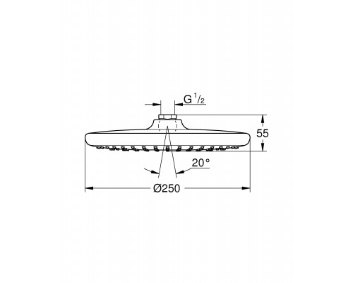 26666000 Tempesta 250 Верхний душ, круглый (низ-хром, верх-белый), хром 26666000