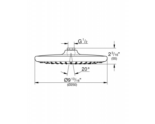 26666000 Tempesta 250 Верхний душ, круглый (низ-хром, верх-белый), хром 26666000