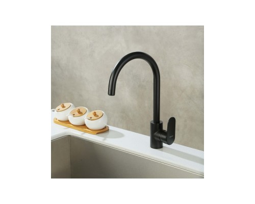 AQ1882MB НИКА смеситель для кухни (полукруглый излив), матовый черный AQ1882MB