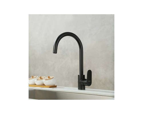 AQ1882MB НИКА смеситель для кухни (полукруглый излив), матовый черный AQ1882MB