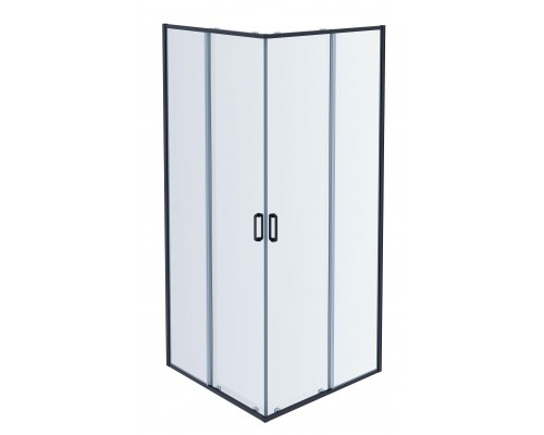 AQ ARI KV 08020BL Душевой уголок квадратный, двери раздвижные 800x800x2000 профиль черный, стекло прозрачное AQ ARI KV 08020BL