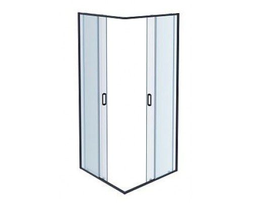 AQ ARI KV 08020BL Душевой уголок квадратный, двери раздвижные 800x800x2000 профиль черный, стекло прозрачное AQ ARI KV 08020BL