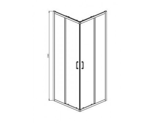 AQ ARI KV 08020BL Душевой уголок квадратный, двери раздвижные 800x800x2000 профиль черный, стекло прозрачное AQ ARI KV 08020BL