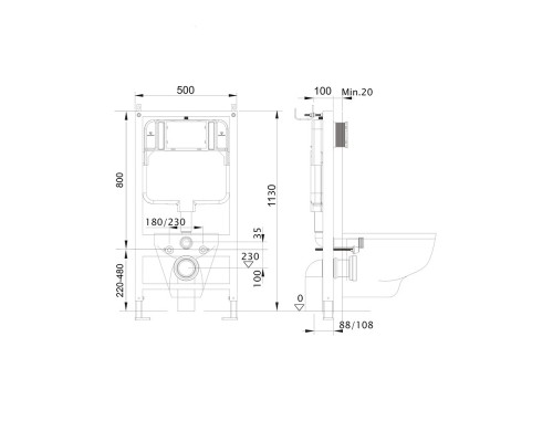 SET AQUATEK ЛИБЕРТИ-011 4в1 (рама AQUATEK Standard INS-0000012+крепёж KKI-0000002+клавиша KDI-0000011+унитаз ЛИБЕРТИ AQ1999T-00 с тонким сиденьем sc) SET AQUATEK ЛИБЕРТИ-011 4в1
