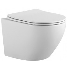 AQ1901-00 ЕВРОПА Унитаз подвесной безободковый 525360320мм, тонкое сиденье с механизмом плавного закрывания, крепеж AQ1901-00