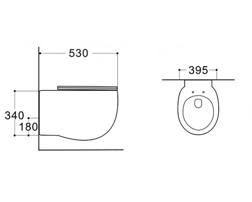 AQ1980-00 АЛЬТАИР Унитаз подвесной безободковый 530395340мм, тонкое сиденье с механизмом плавного закрывания, крепеж AQ1980-00