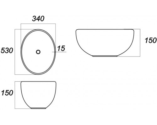 RINGO Умывальник накладной 53 см Белый S1 (WB.CT/Ringo/53-N/WHT.G/S1) WB.CT/Ringo/53-N/WHT.G/S1