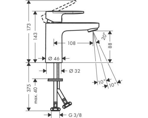 71580000 HG Vernis Blend смеситель для раковины 100,без донного клапана 71580000