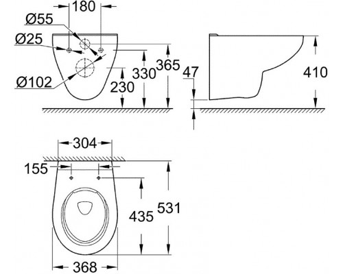 39427000 Bau Ceramic Унитаз подвесной безободковый, (без сиденья), альпин-белый 39427000