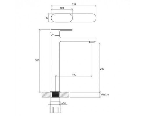 Смеситель для умывальника CR 015.00 высокий X070100